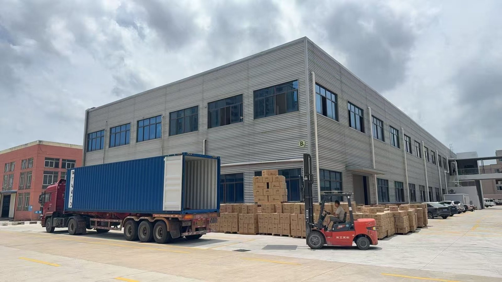 Packed power tool orders ready for container loading